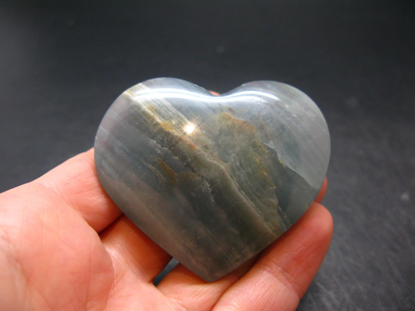 Nice Lemurian Aquatine Blue Calcite Heart From Argentina - 1.9" - 76.06 Grams