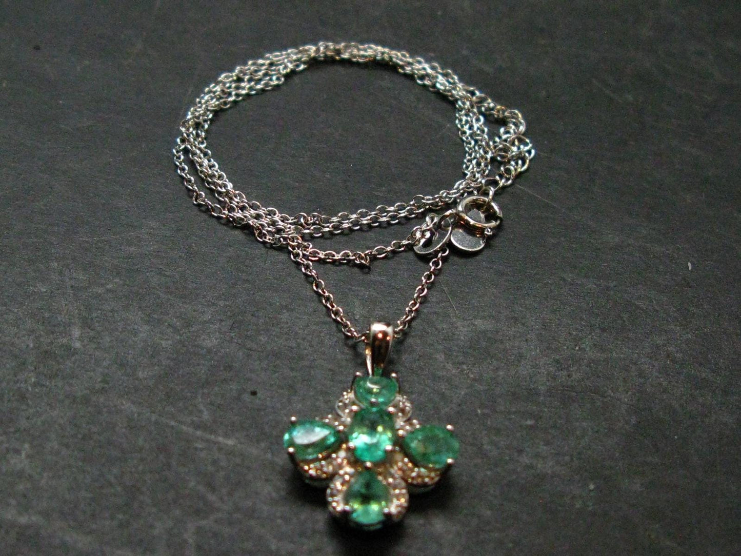 Emerald Silver Pendant W/Chain From Colombia - 3.32 Grams Total