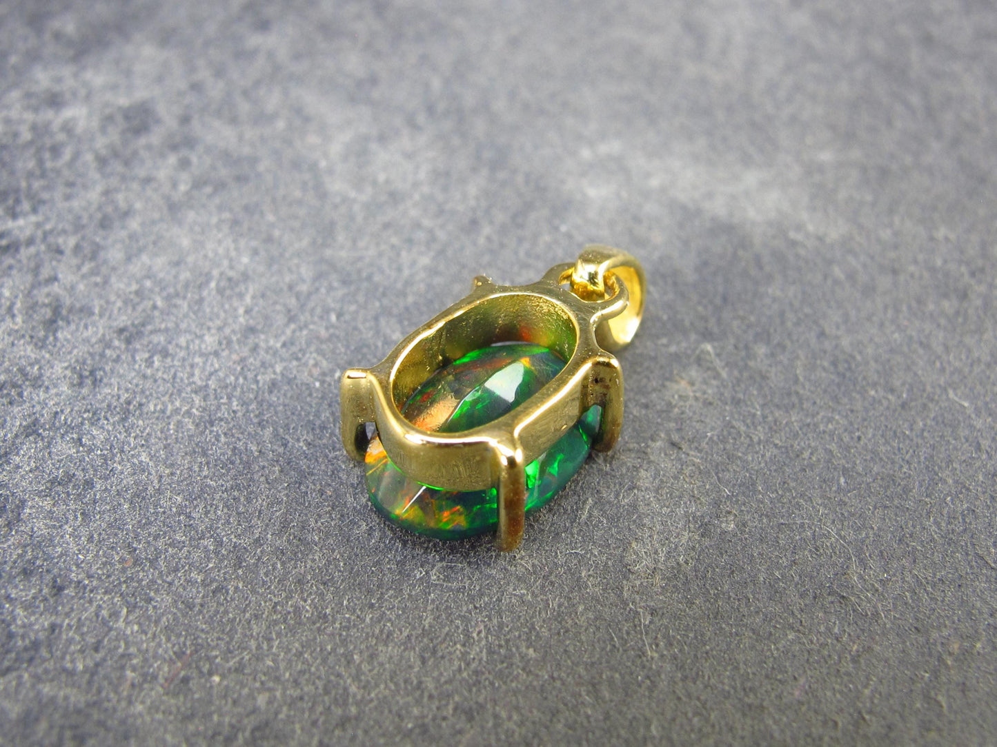 Rare Black Opal Gold Plated Silver Pendant from Australia 0.7" - 1.50 Grams