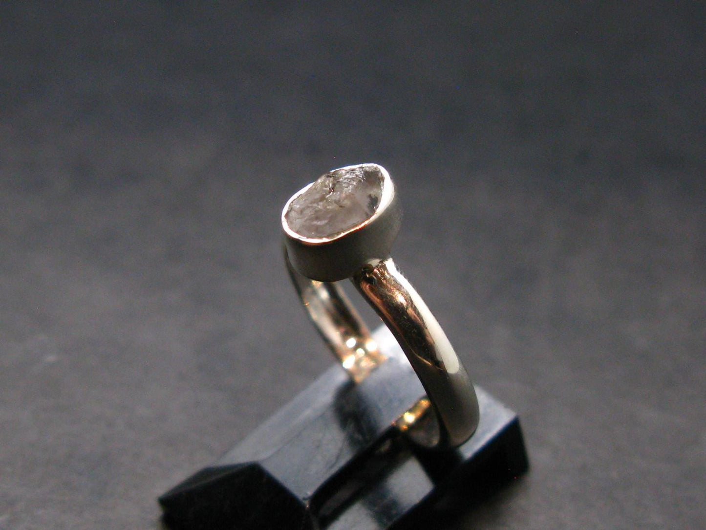 Gray Herderite Silver Ring from Africa - Size 6 - 1.68 Grams