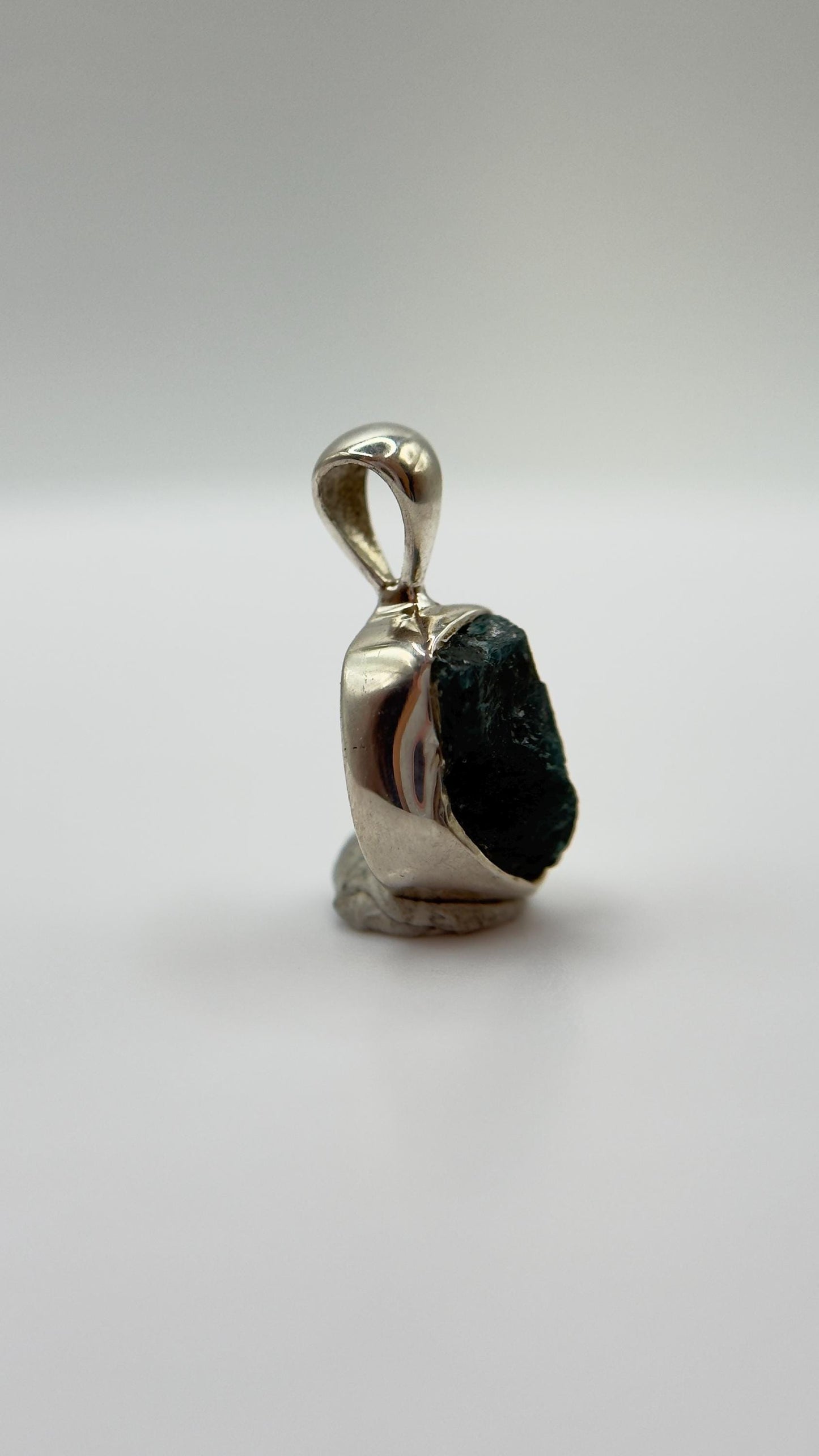 Grandidierite Natural Crystal Pendant Deep Blue Green Stone Silver Necklace Gift