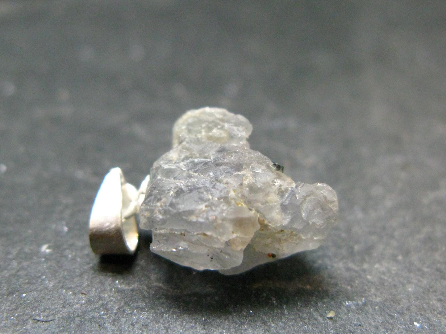 Gray Herderite Silver Pendant from Africa - 0.7" - 1.31 Grams