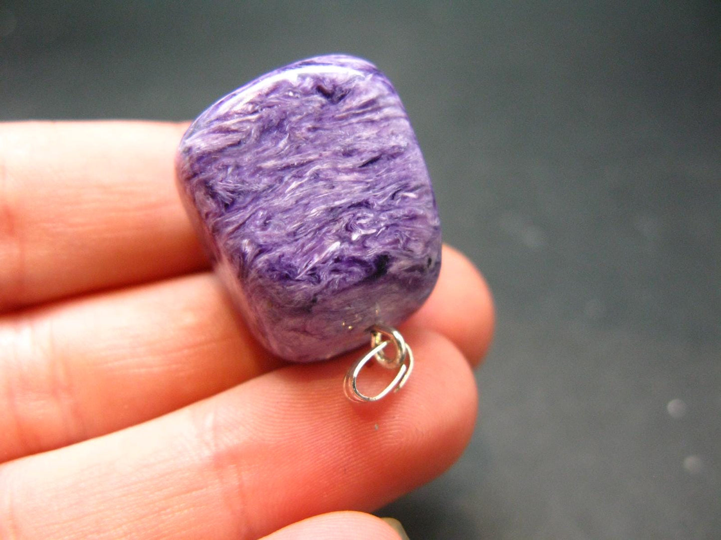 Rare High-Quality Charoite Pendant In SS From Russia - 1.1" - 12.75 Grams