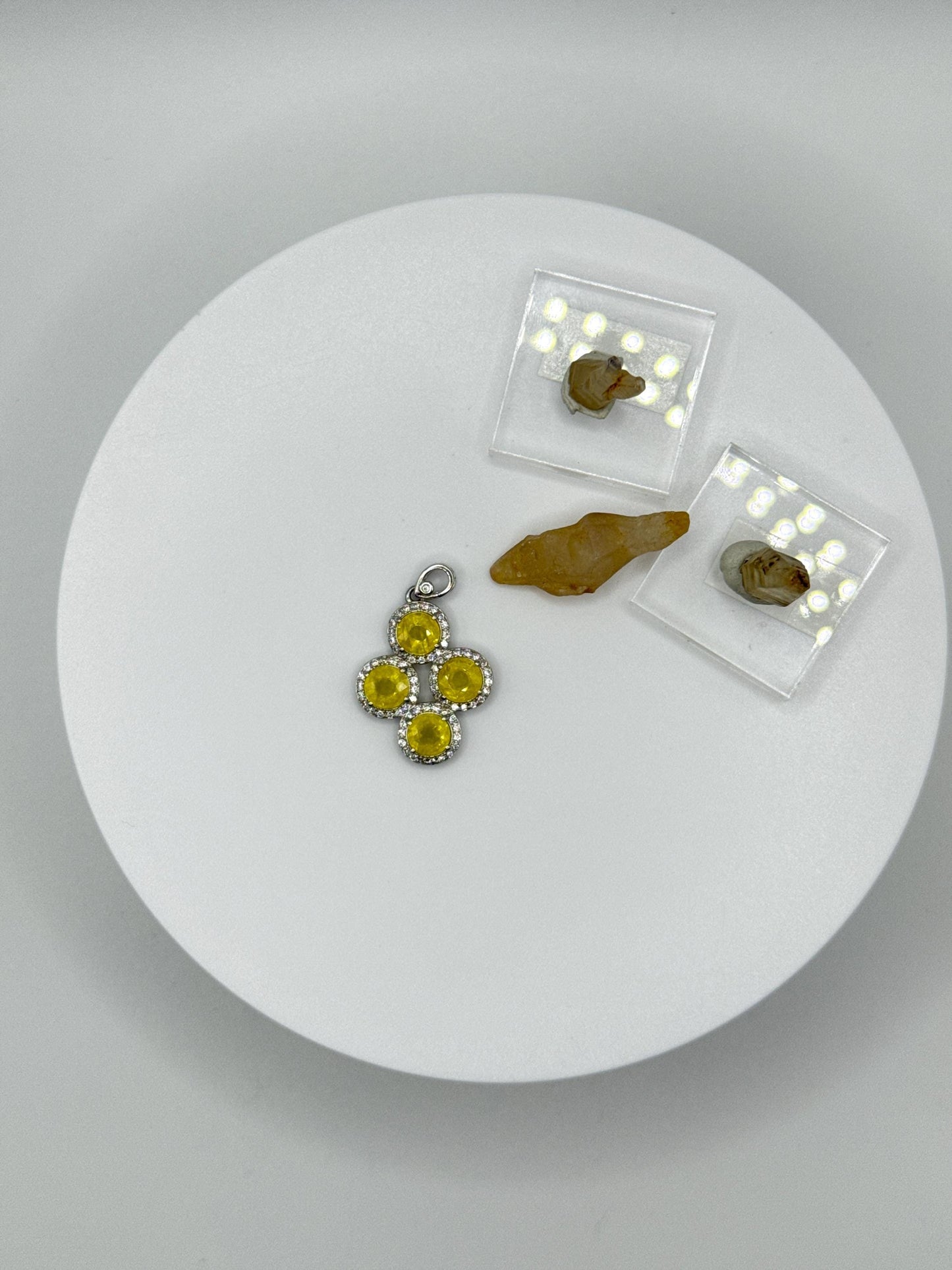 Yellow Sapphire Cluster Pendant | Natural Yellow Sapphire Necklace | Sterling Silver Halo Pendant | September Birthstone Jewelry - 3.22 g