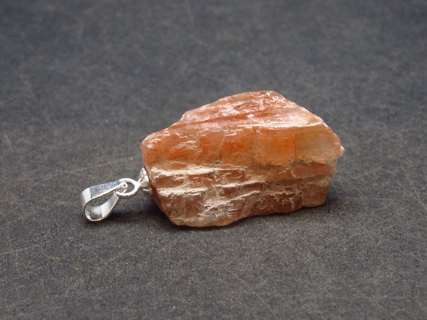 Romancing the Sunstone!! Raw Sunstone Silver Pendant From Tanzania - 1.1"