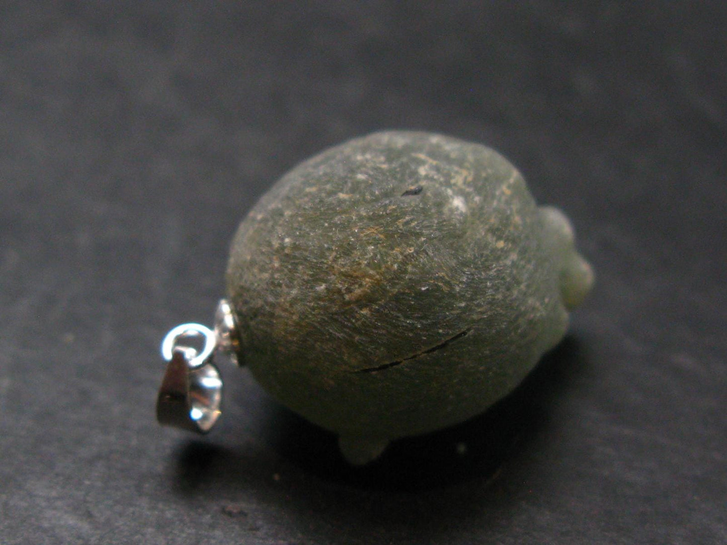 Complete Prehnite Sterling Silver Pendant from Mali - 1.1" - 7.93 Grams