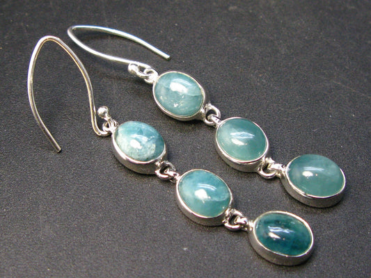 Extremely Rare Grandidierite Silver Earrings From Madagascar - 2.3"