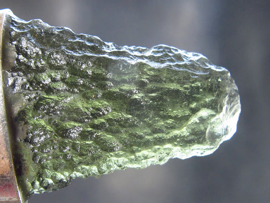 Raw Moldavite Tektite Silver Pendant from Czech Republic - 1.5" - 5.8 Grams