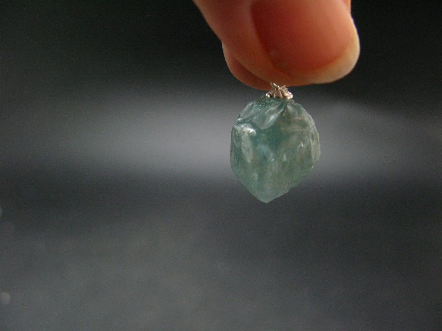 Starlight Genuine Raw Blue Zircon Gem Crystal Silver Pendant From Cambodia - 0.9" - 6.31 Grams