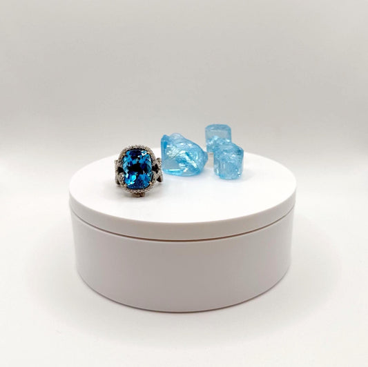 Regal Swiss Blue Topaz Statement Ring – Elegance and Strength in One - Size 7.5