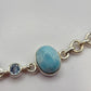 Larimar and Blue Topaz Silver Bracelet Ocean Gemstone Adjustable Link Bracelet Gift