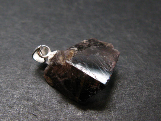 Rare Axinite Crystal Silver Pendant From Russia - 0.8" - 2.37 Grams