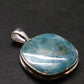 Rare Blue Larimar Pectolite Silver Plated Pendant From Dominican Republic - 1.3" - 5.8 Grams