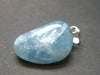 Aquamarine Gem Sterling Silver Pendant From Brazil - 1.3" - 5.31 Grams