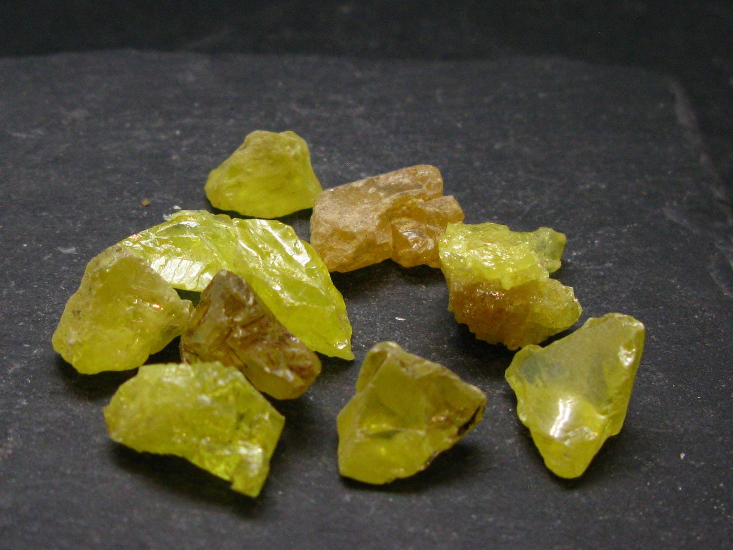 Lot Of 10 Large Yellow Sulphur Sulfur Crystals From Italy - 10.56 Grams