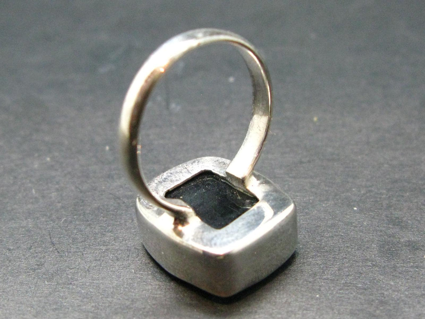 Natural Crystal Black Tourmaline 925 Silver Ring From Namibia - 6.05 Grams - Size 6