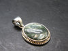 Natural Polished Seraphinite Clinochlore Angels Wings Silver Pendant from Russia - 1.3" - 5.93 Grams