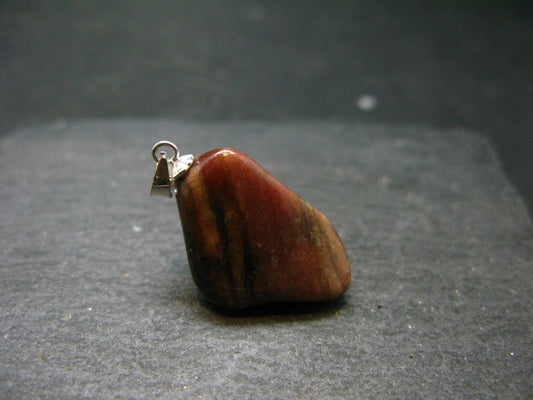 Rare Tumbled Brownish Pink Bustamite Silver Pendant with Attractive Pattern From South Africa - 1.2" - 7.88 Grams