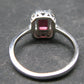 Natural Rectangular Faceted Red Garnet Rhodium Plated Sterling Silver Ring with CZ - Size 6.75
