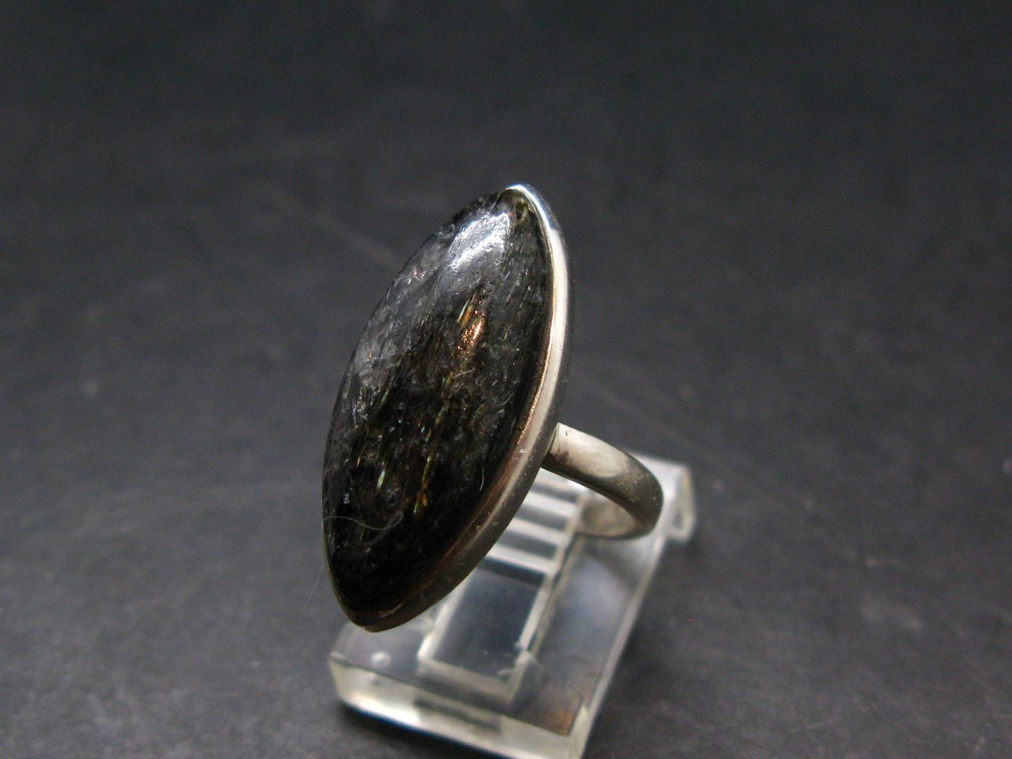 Real!! Very Rare Nuumite Nuummite Sterling Silver Ring from Greenland - 5.0 Grams - Size 6.25
