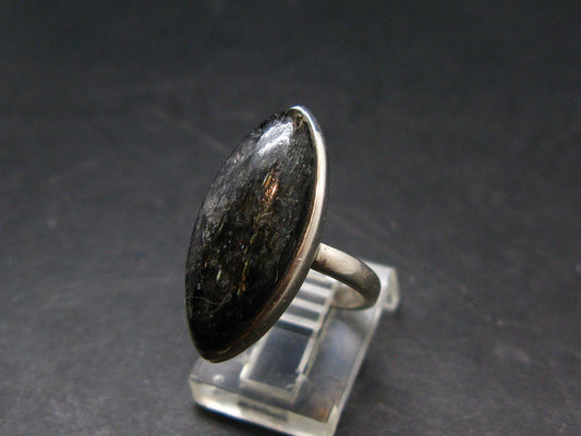 Real!! Very Rare Nuumite Nuummite Sterling Silver Ring from Greenland - 5.0 Grams - Size 6.25
