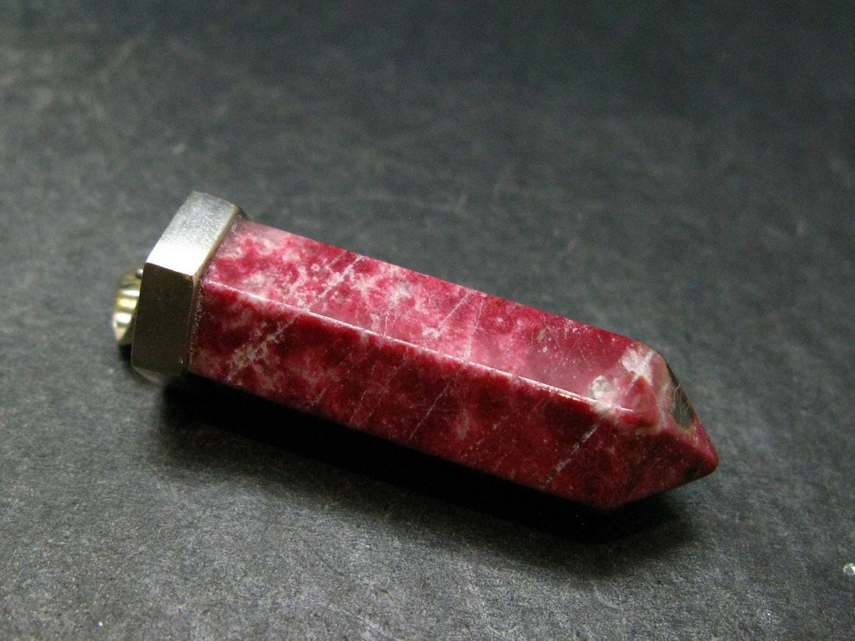 Thulite Silver Pendant From Norway - 1.8"