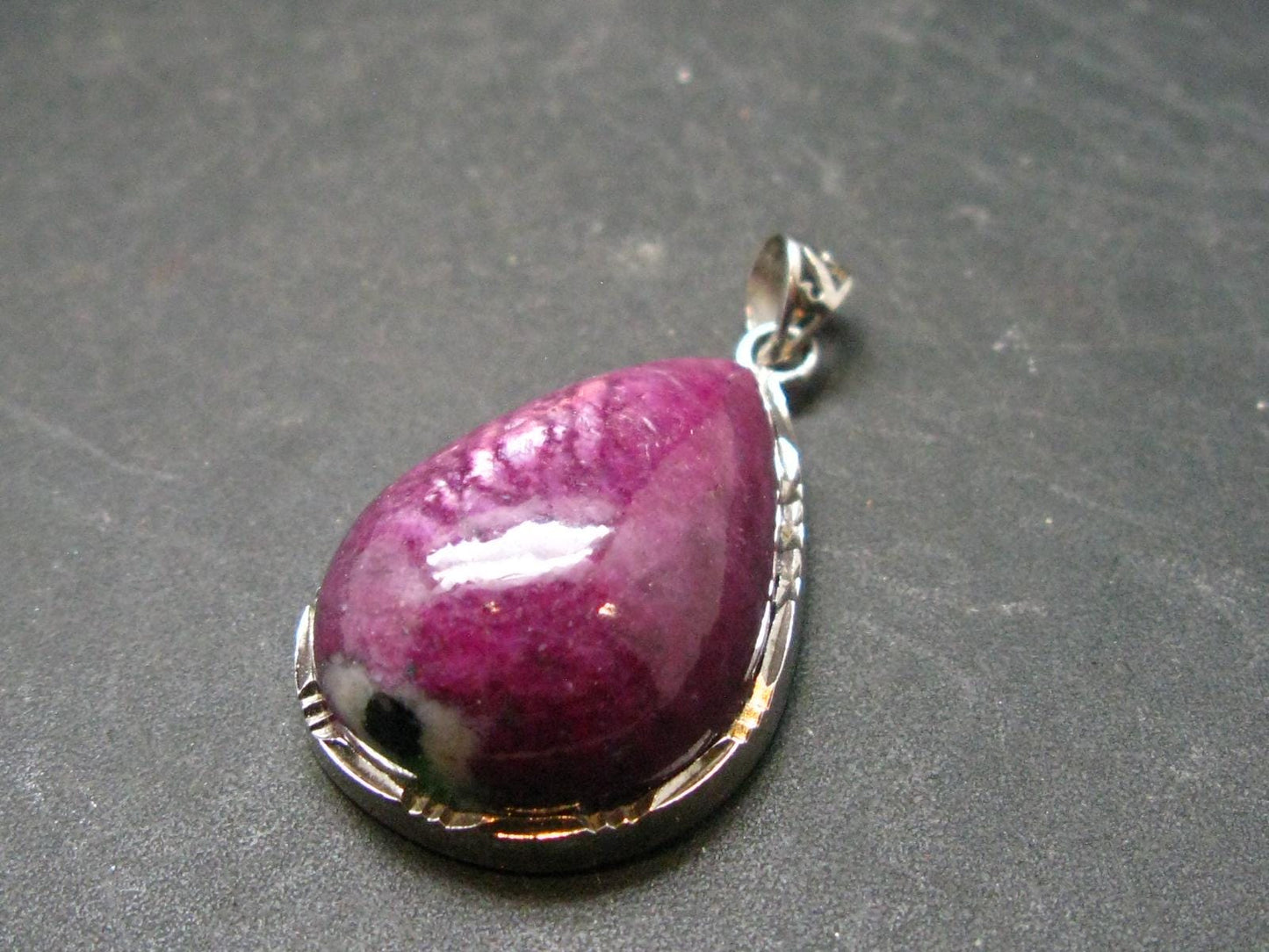 Ruby Silver Pendant from India - 1.4" - 13.13 Grams