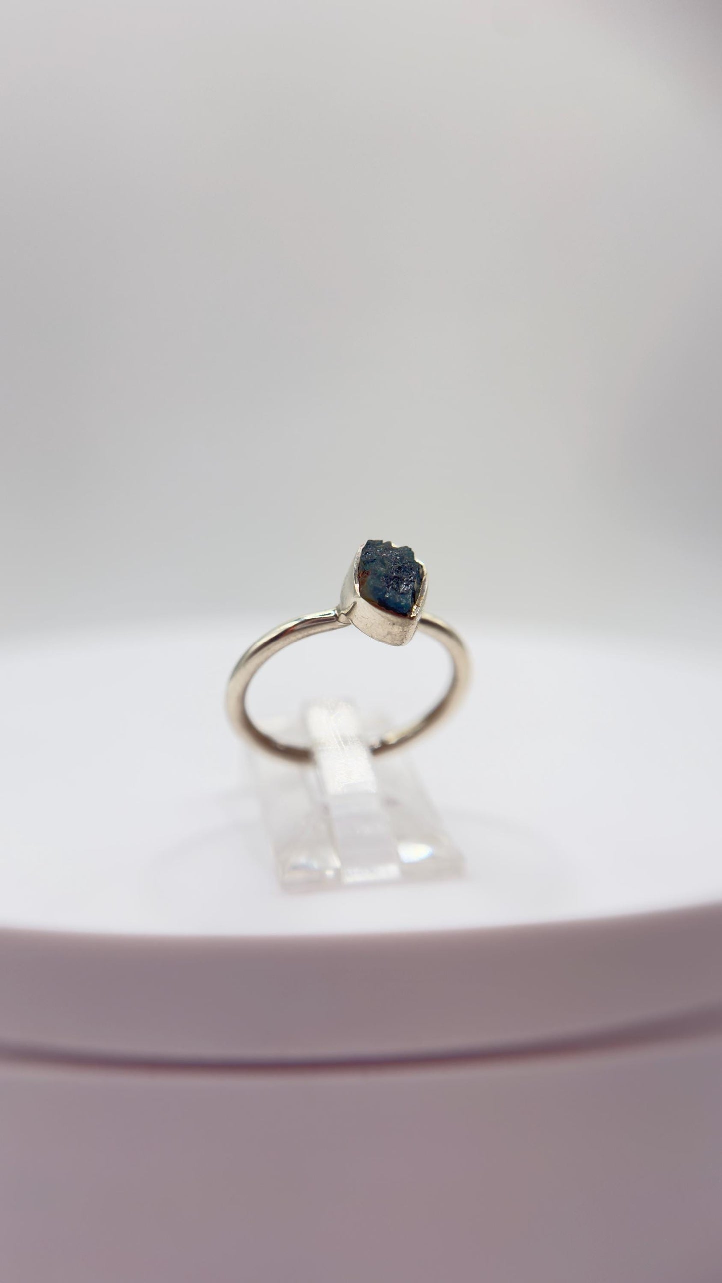 Grandidierite Ring Raw Blue Green Gemstone Silver Ring Minimalist Crystal Jewelry Gift