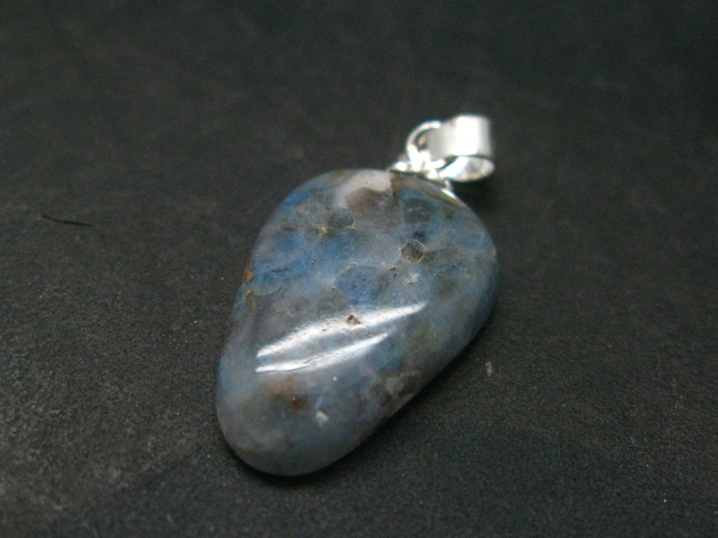 Papagoite in Quartz Cabochon Silver Pendant from S. Africa - 1.1" - 1.67 Grams