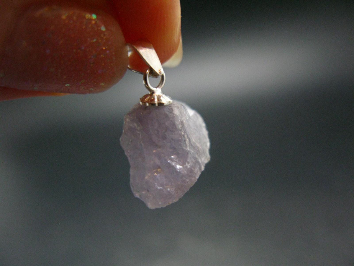 Rare Lilac Herderite Crystal Silver Pendant from Brazil - 0.7" - 1.32 Grams