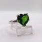 Green Helenite Heart Ring – Sterling Silver Romantic Gemstone Statement Ring