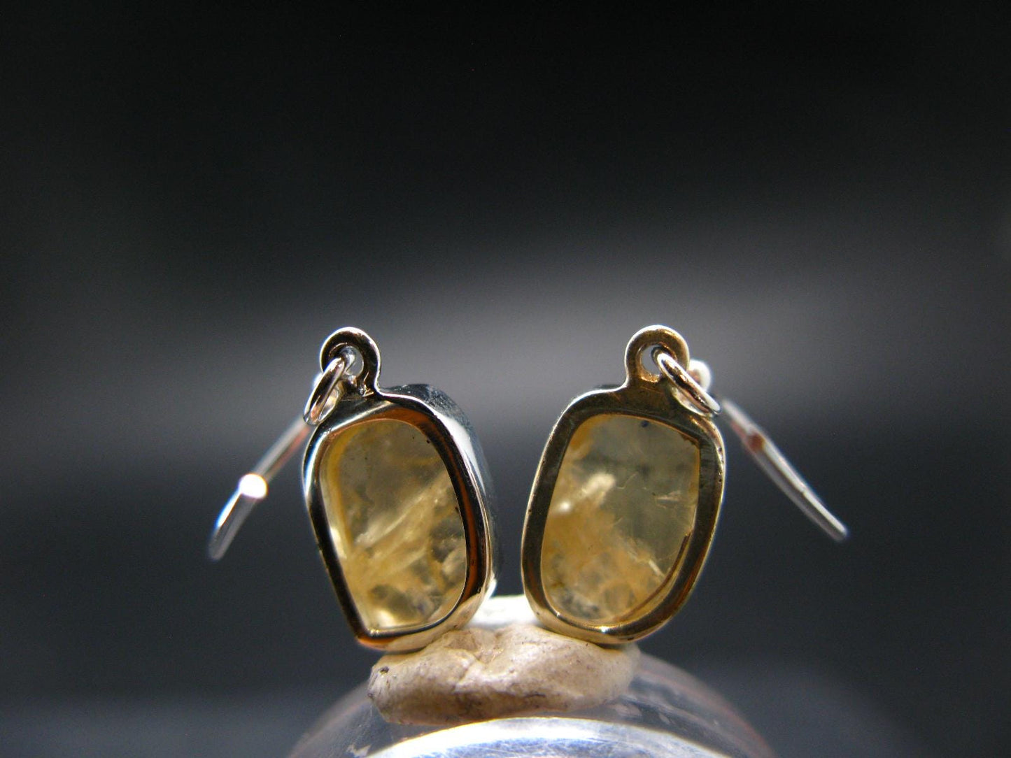 Rare Agni Gold Danburite Silver Earrings From Tanzania - 2.77 Grams - 1.1"