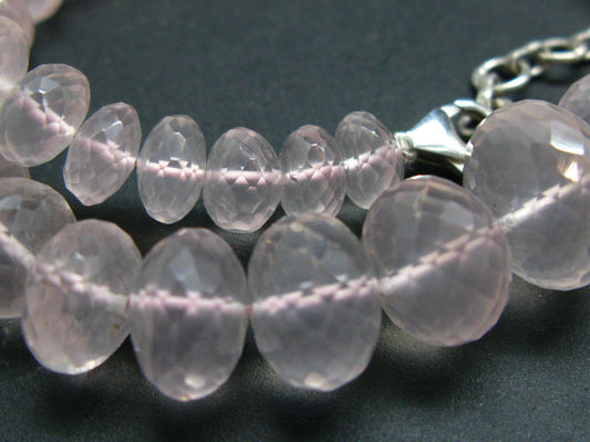 Symbol of Love and Beauty!! High Quality Gem Sparkly Faceted Rose Quartz Beads Necklace from Brazil - 16.5"