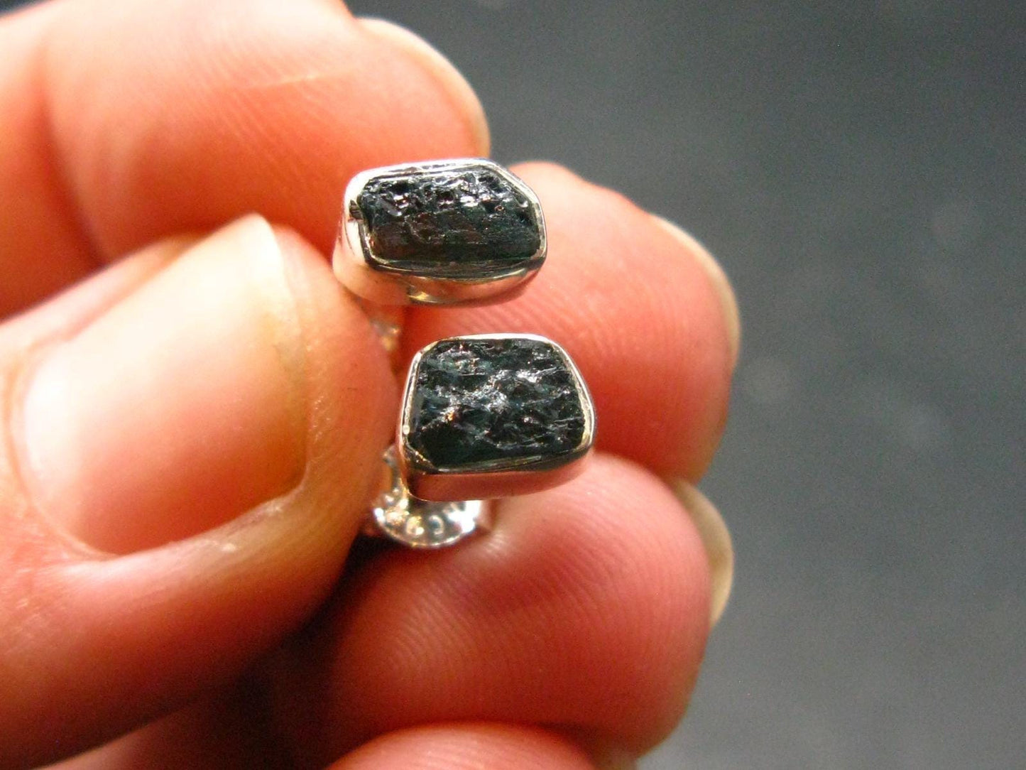 Grandidierite Silver Stud Earrings From Madagascar- 0.6" - 1.37 Grams