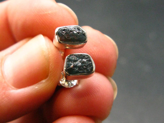 Grandidierite Silver Stud Earrings From Madagascar- 0.6" - 1.37 Grams