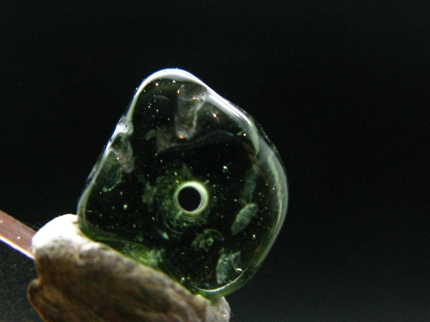 Moldavite Tektite Tumbled Bead from Czech Republic - 13 mm - 5.40 Carats