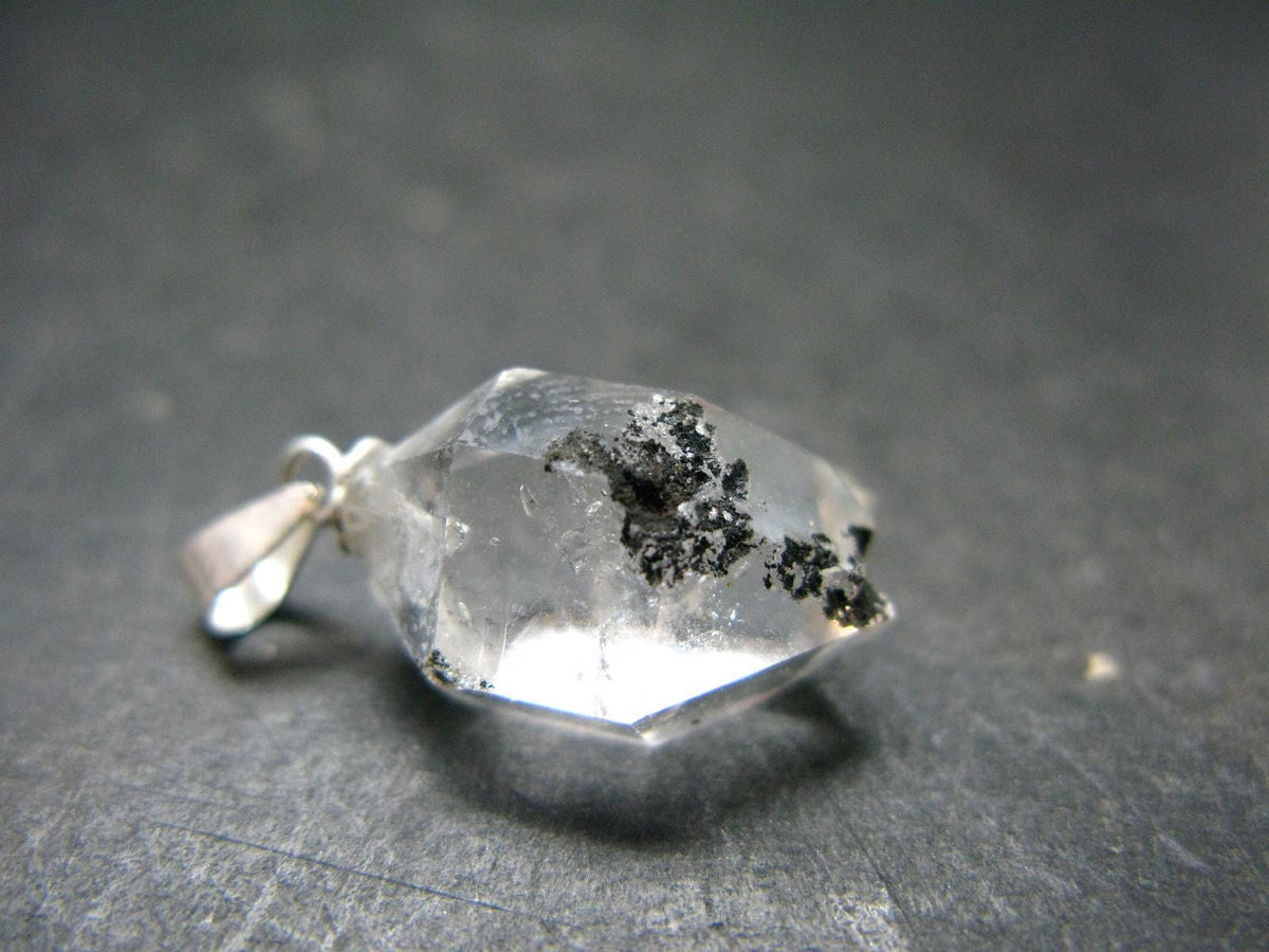 Fine Natural Herkimer Diamond Silver Pendant From New York 0.9" - 2.0 Grams