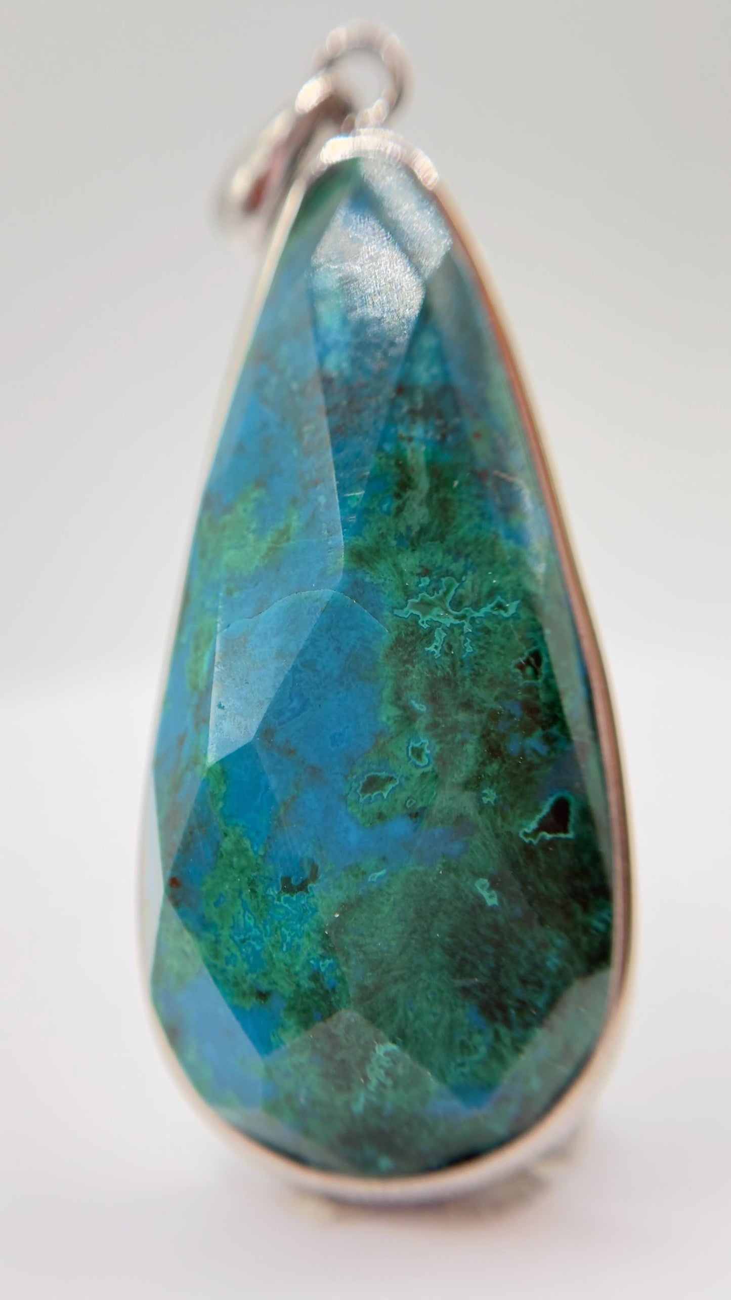 Chrysocolla Pendant Blue Green Gemstone Silver Necklace Natural Stone Statement Jewelry Gift