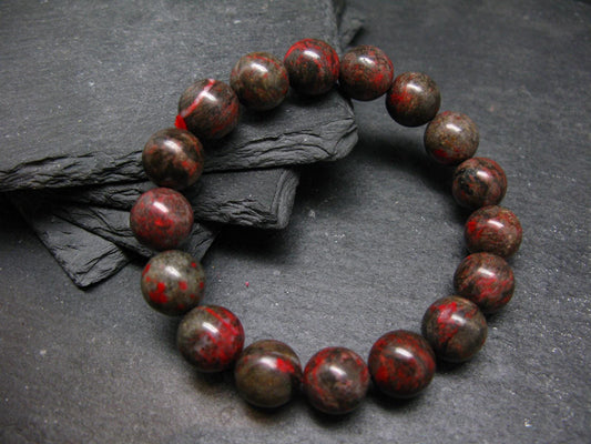 Cinnabar Genuine Bracelet ~ 7 Inches ~ 12mm Round Beads