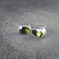 Facetted Moldavite Tektite Stud Earrings in Sterling Silver from Czech Republic - 2.39 Grams