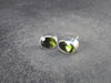 Facetted Moldavite Tektite Stud Earrings in Sterling Silver from Czech Republic - 2.39 Grams