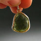 Moldavite Tektite Silver Clover Pendant from Czech Republic - 1.2" - 5.4 Grams