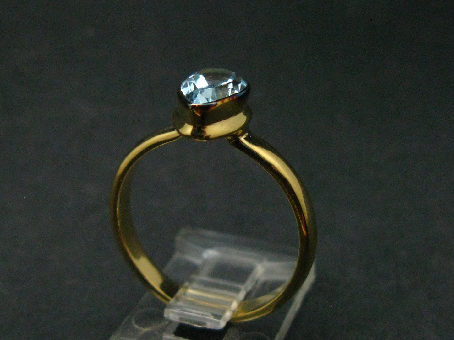 Natural Blue Topaz Sterling Silver Gold Plated Ring - 3.34 Grams - Size 9