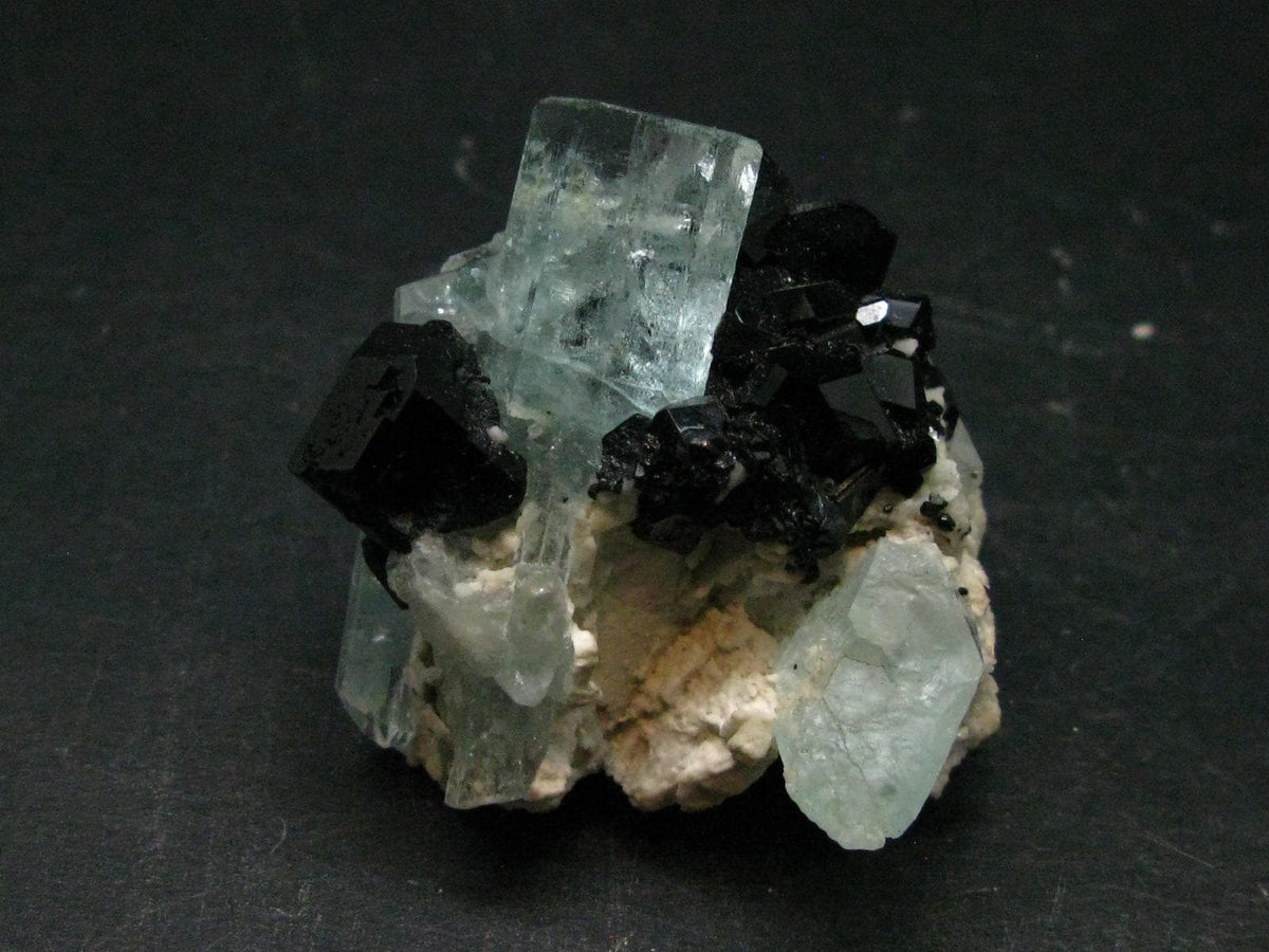 Gem Aquamarine & Black Tourmaline Crystal From Erongo Namibia - 2.1"