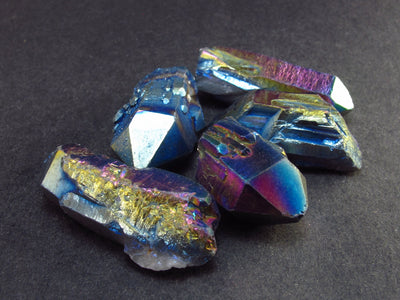 Lot of 5 Titanium Aura Quartz Crystals From Brazil