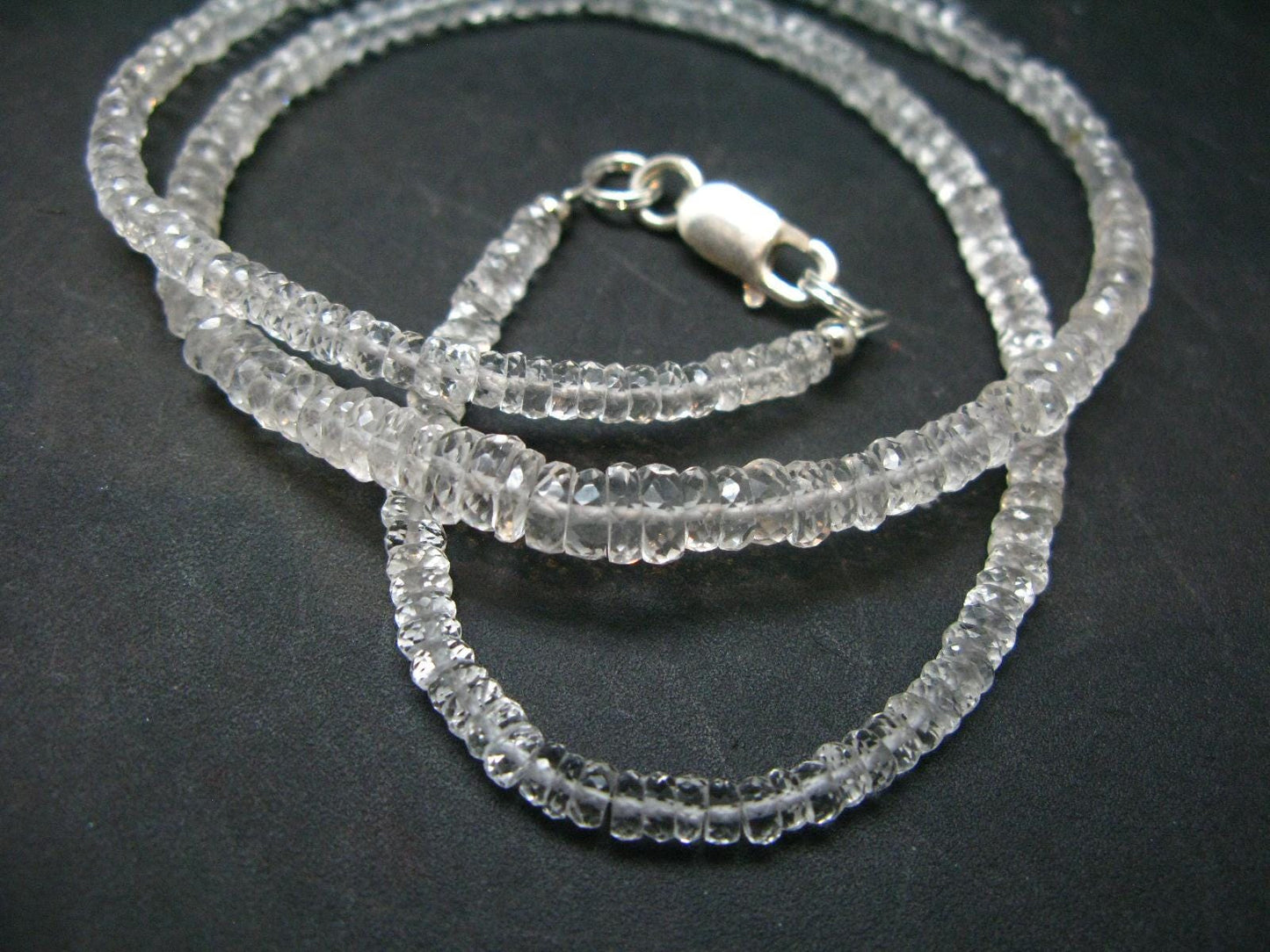 Rare Clear Petalite Necklace Beads From Brazil - 18" - Facetted beads