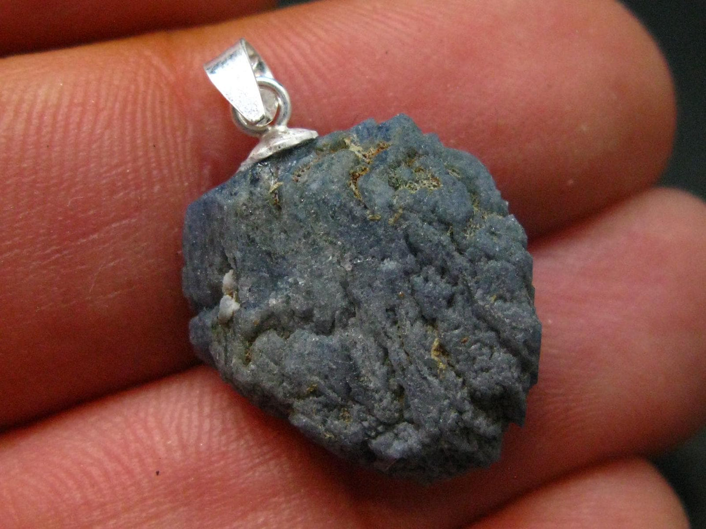 Benitoite Crystal Silver Pendant From California - 1.0" - 3.22 Grams