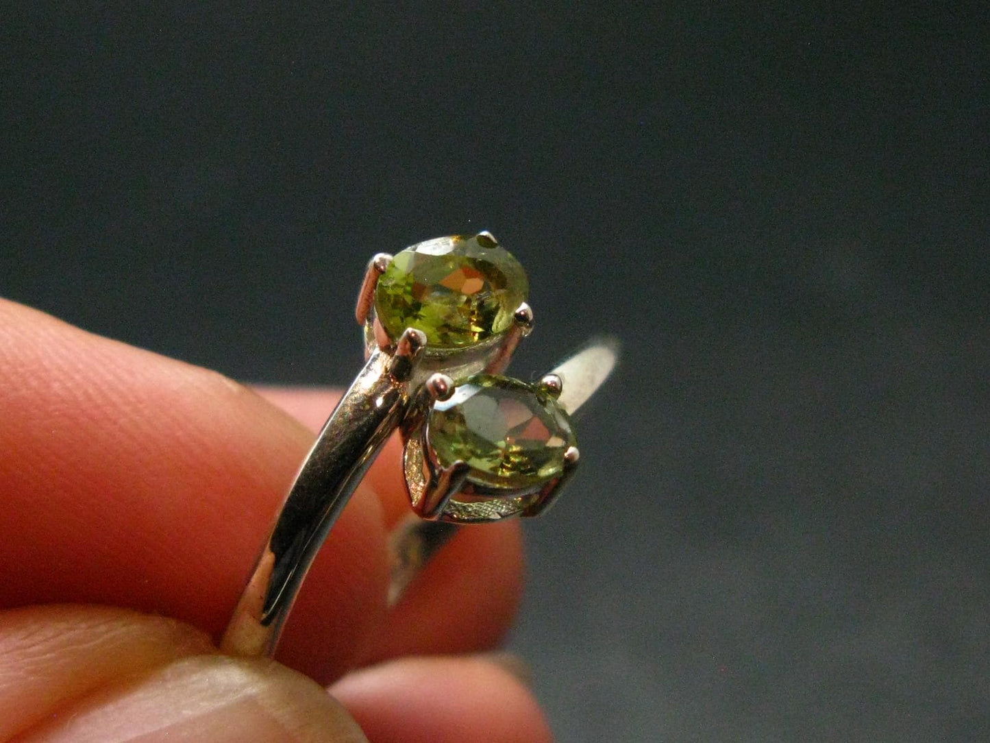 Green Tourmaline Silver Ring From Brazil - 2.29 Grams - Size 7