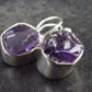Natural Raw Gemmy Amethyst Crystal Sterling Silver Dangle Shepherd Hook Earrings From Mozambique - 1.0" - 3.2 Grams