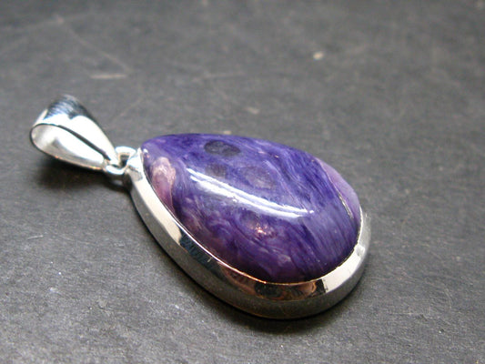 Rare High-Quality Charoite Silver Plated Pendant From Russia - 1.5" - 8.02 Grams